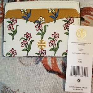 Tory Burch- Emerson Mixed-Print Slim Card Case, NWT $158